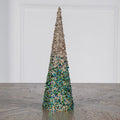 15" Champagne & Green Sequin Conical Table Top