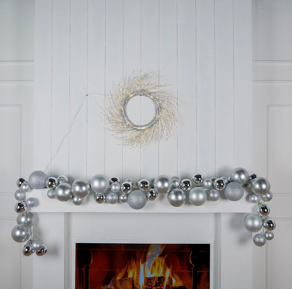 Silver LED Light Wreath