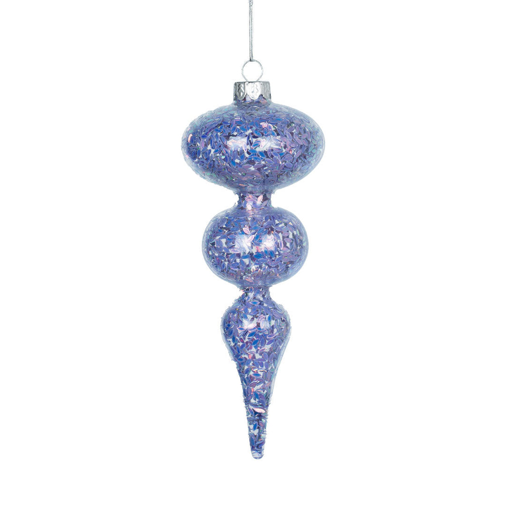 Iridescent Purple Finial Ornament with Glitter