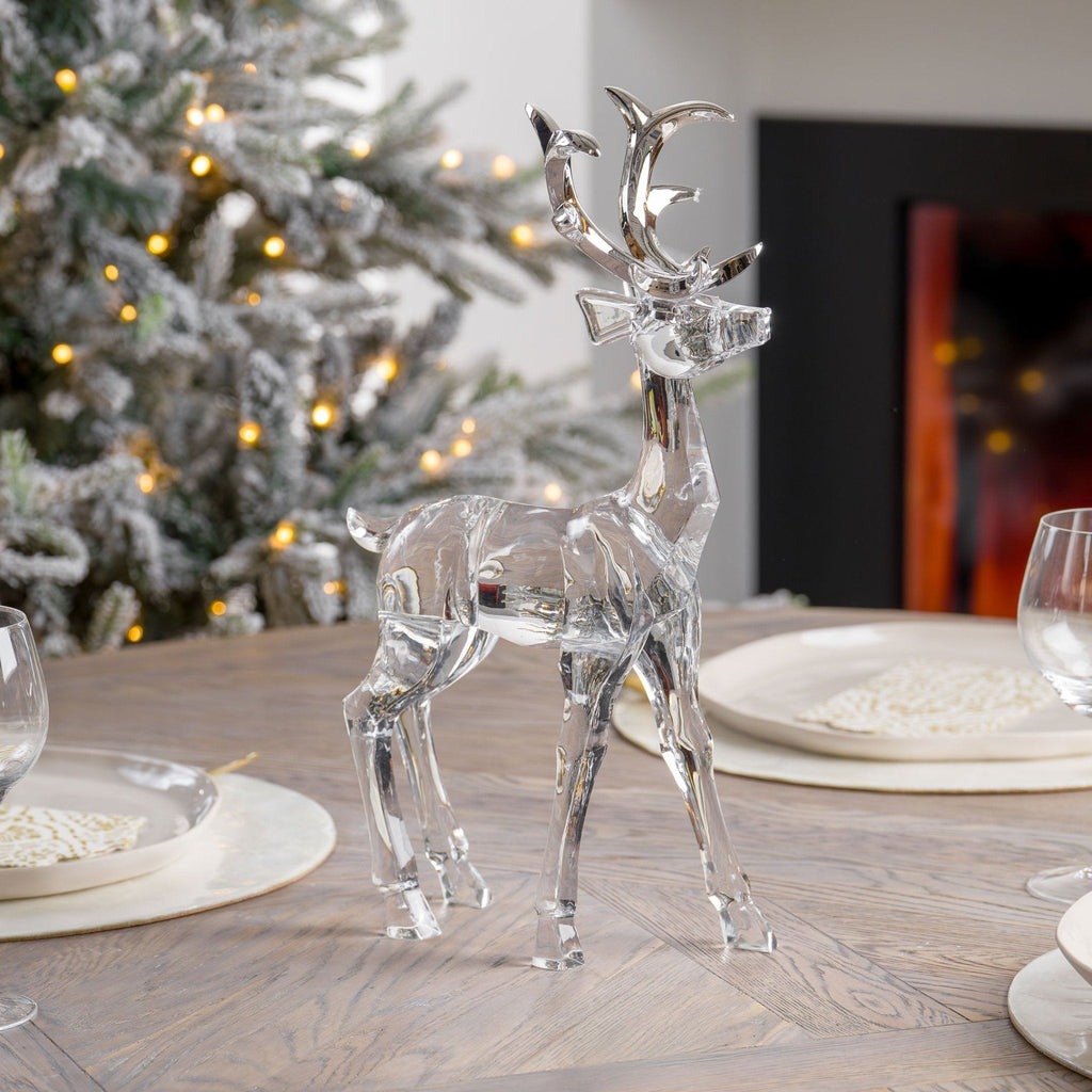 Acrylic Standing Reindeer with Metallic Silver Horns Tabletop