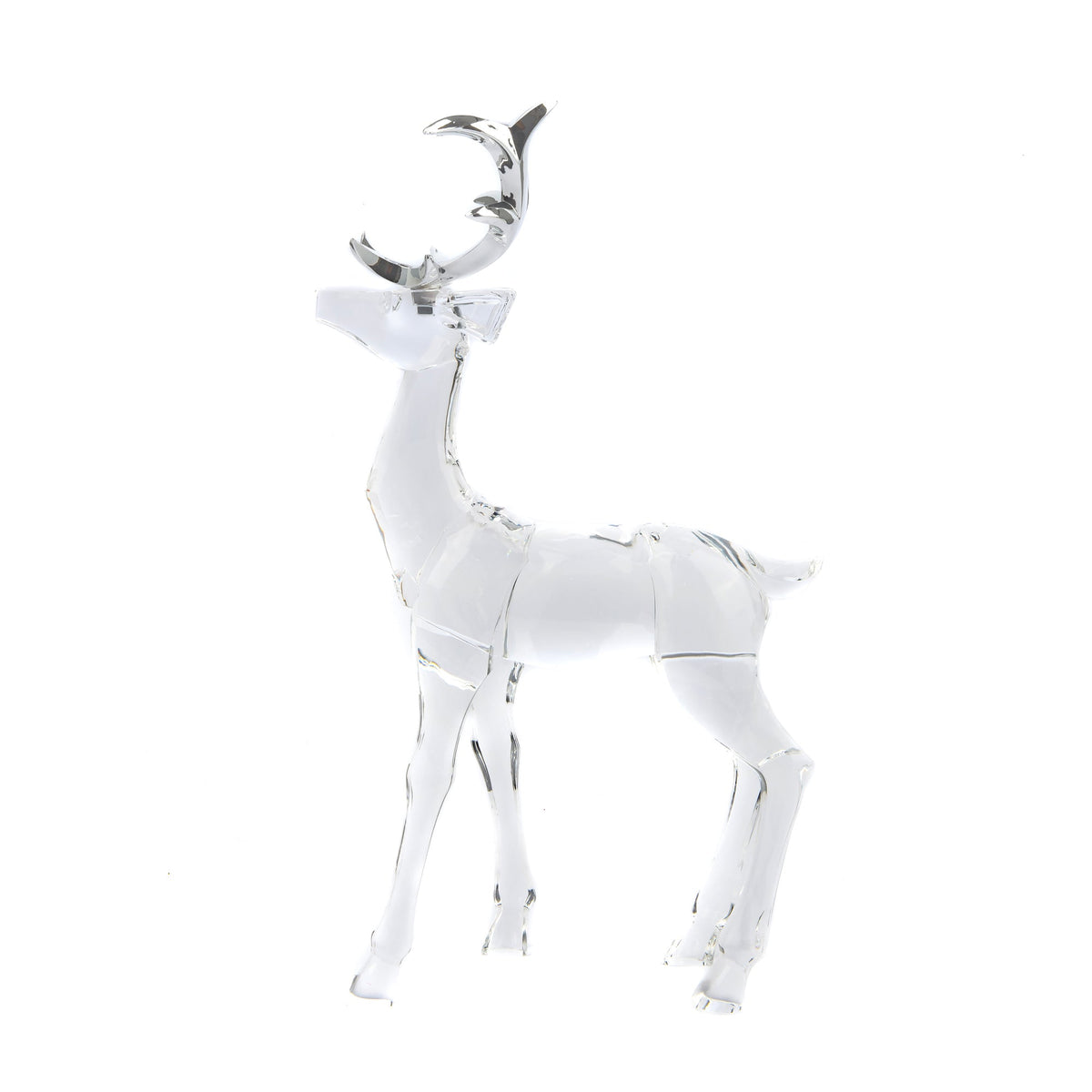 Acrylic Standing Reindeer with Metallic Silver Horns Tabletop