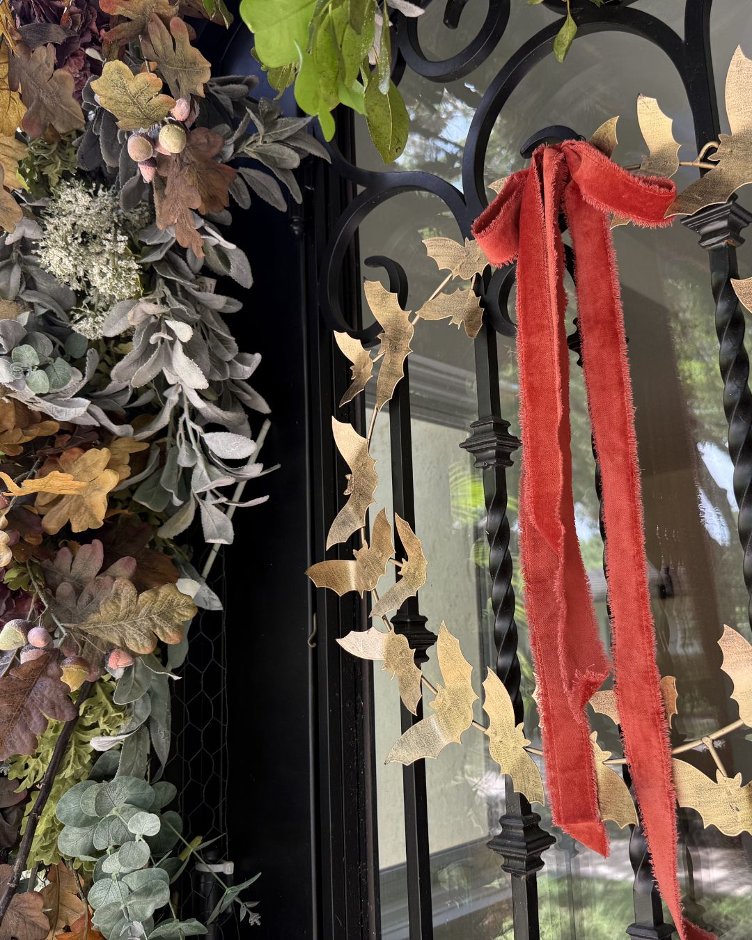Antique Gold Metal Bat Wreath