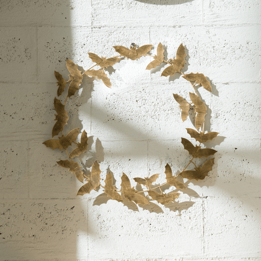 Antique Gold Metal Bat Wreath
