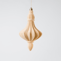 Beige Flocked Chandelier with Gold Glitter Stripes Ornament 8.5"