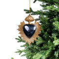 Black & Gold Hang hammered heart Ornament