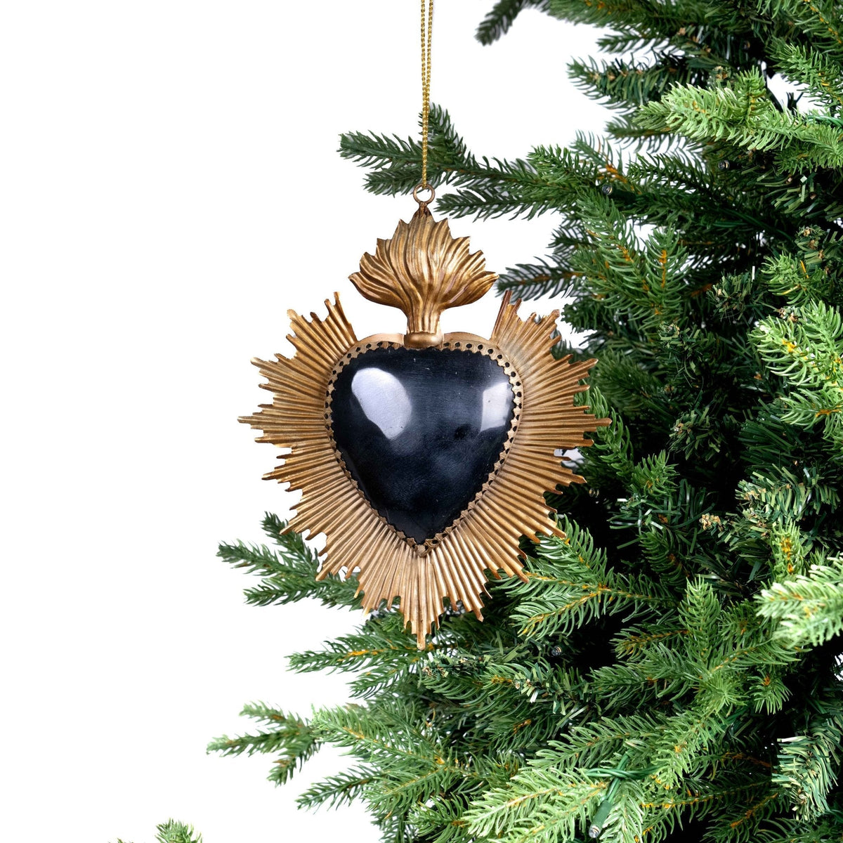 Black & Gold Hang hammered heart Ornament