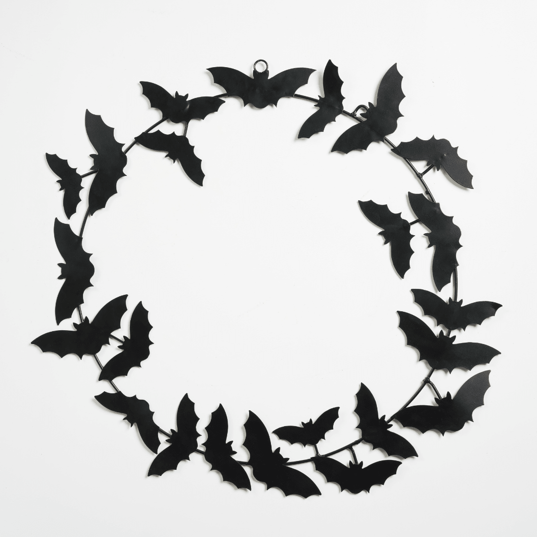 Black Metal Bat Wreath