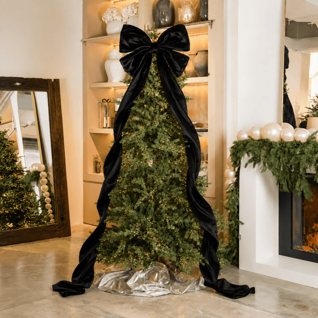 Black Velvet Large Bow Topper with extra long tales