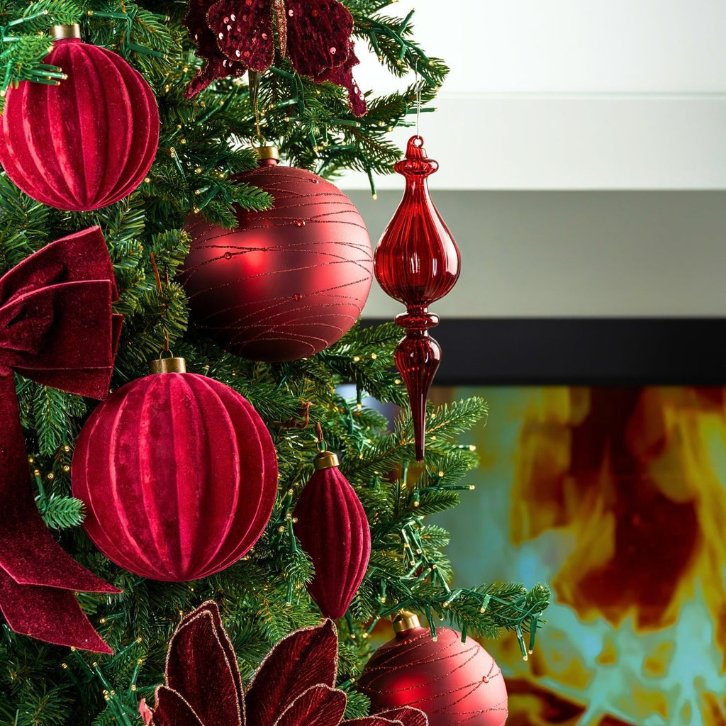 Burgundy Flocked Ball Ornament