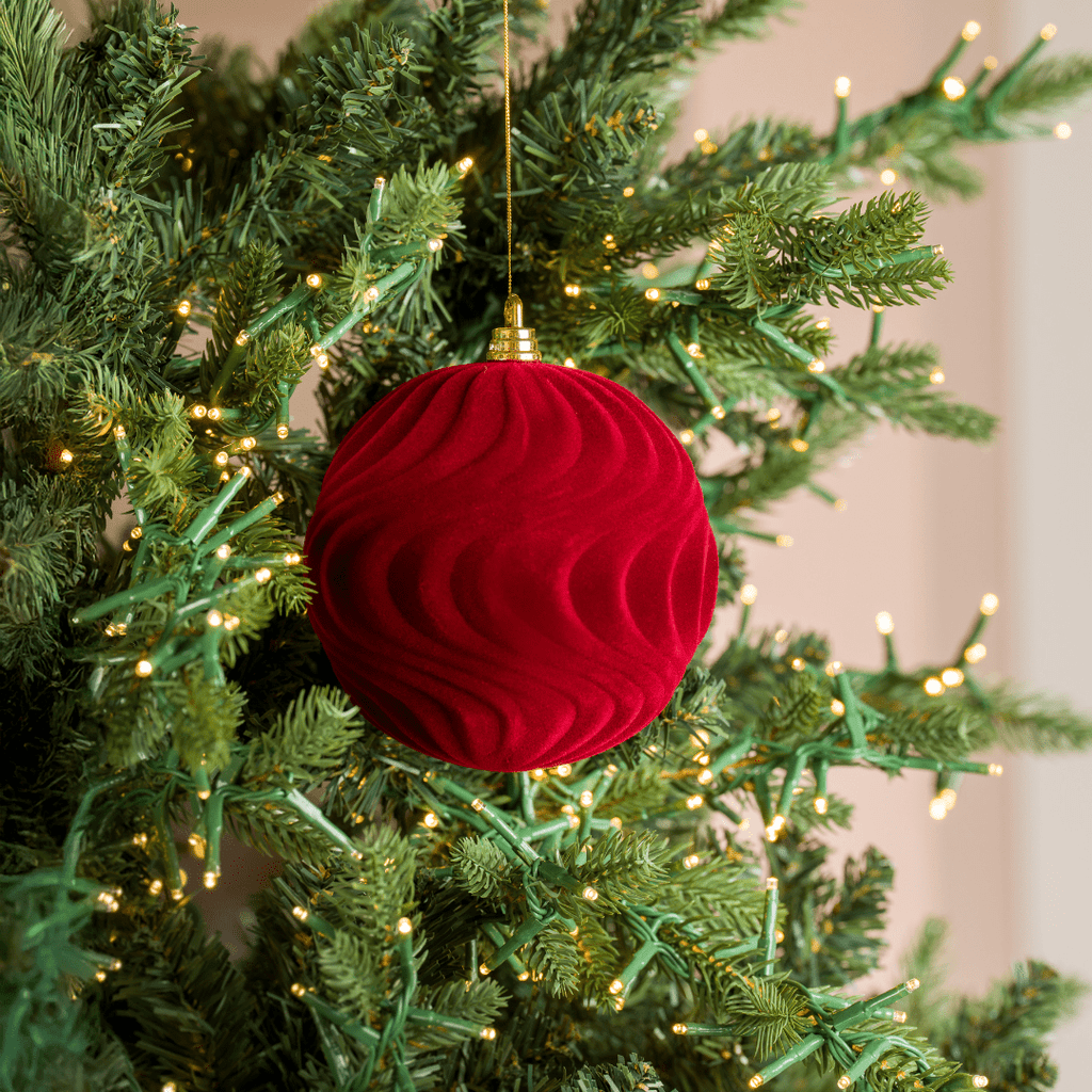 Burgundy Flocked Ball Ornament