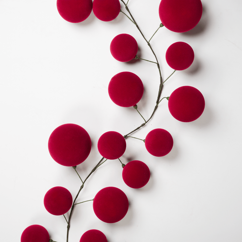 Burgundy Flocked Mixed Ornament Garland 6"