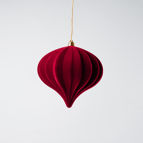 Burgundy Flocked Onion Ornament 6"