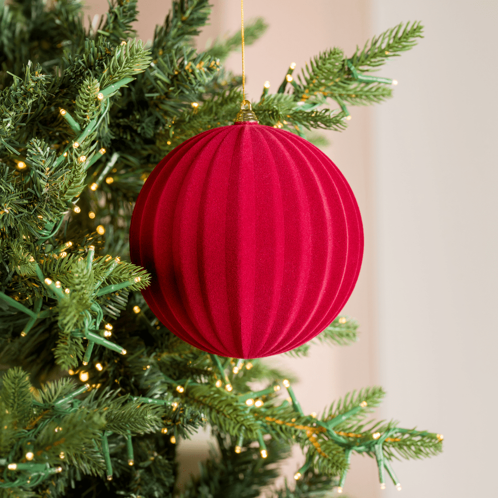 Burgundy Flocked Round Ornament