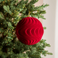 Burgundy Flocked Water Ripple Ball Ornament 8"