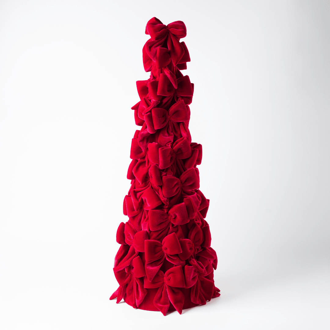 Burgundy Velvet Bow Christmas Tree