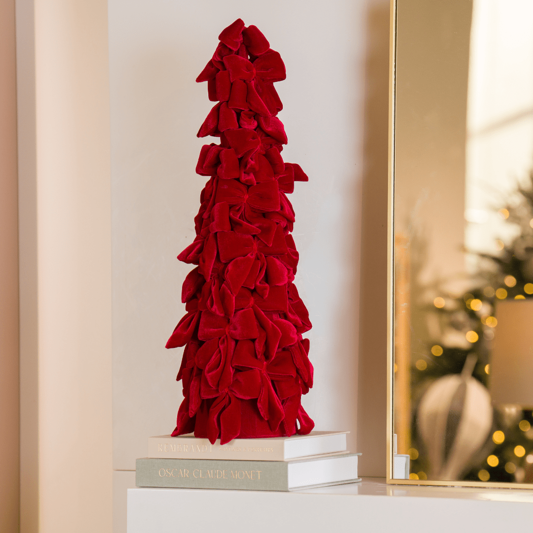 Burgundy Velvet Bow Christmas Tree