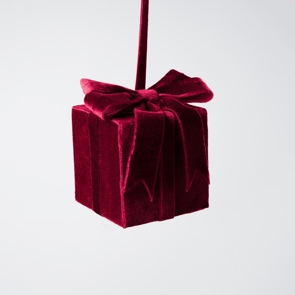 Burgundy Velvet Gift Box Ornament