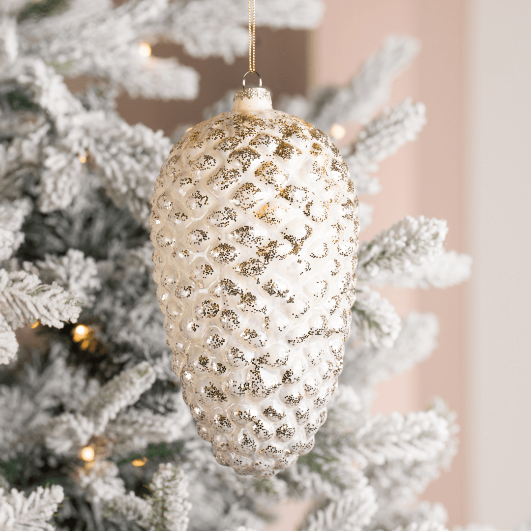 Cream Glass Pinecone Ornament