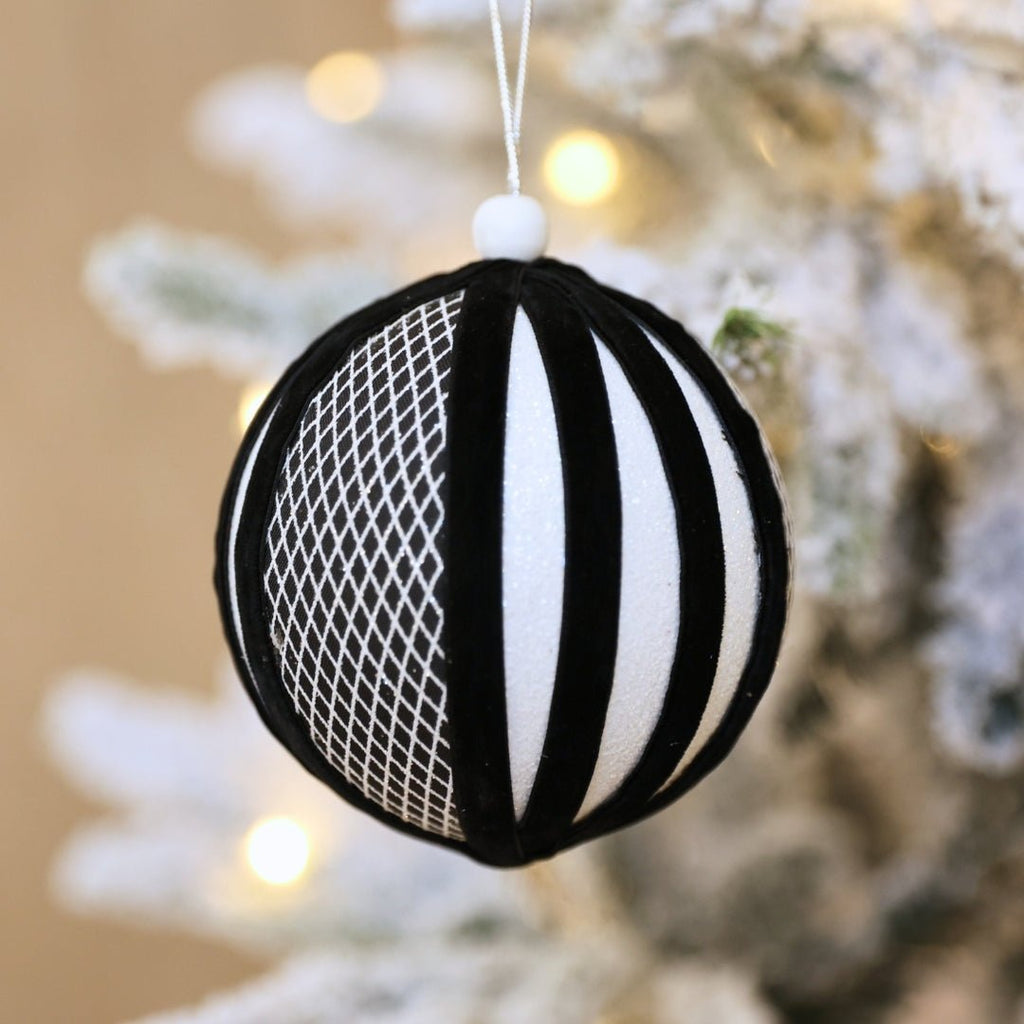 Cross Textured Monochrome Velvet Ball Ornament
