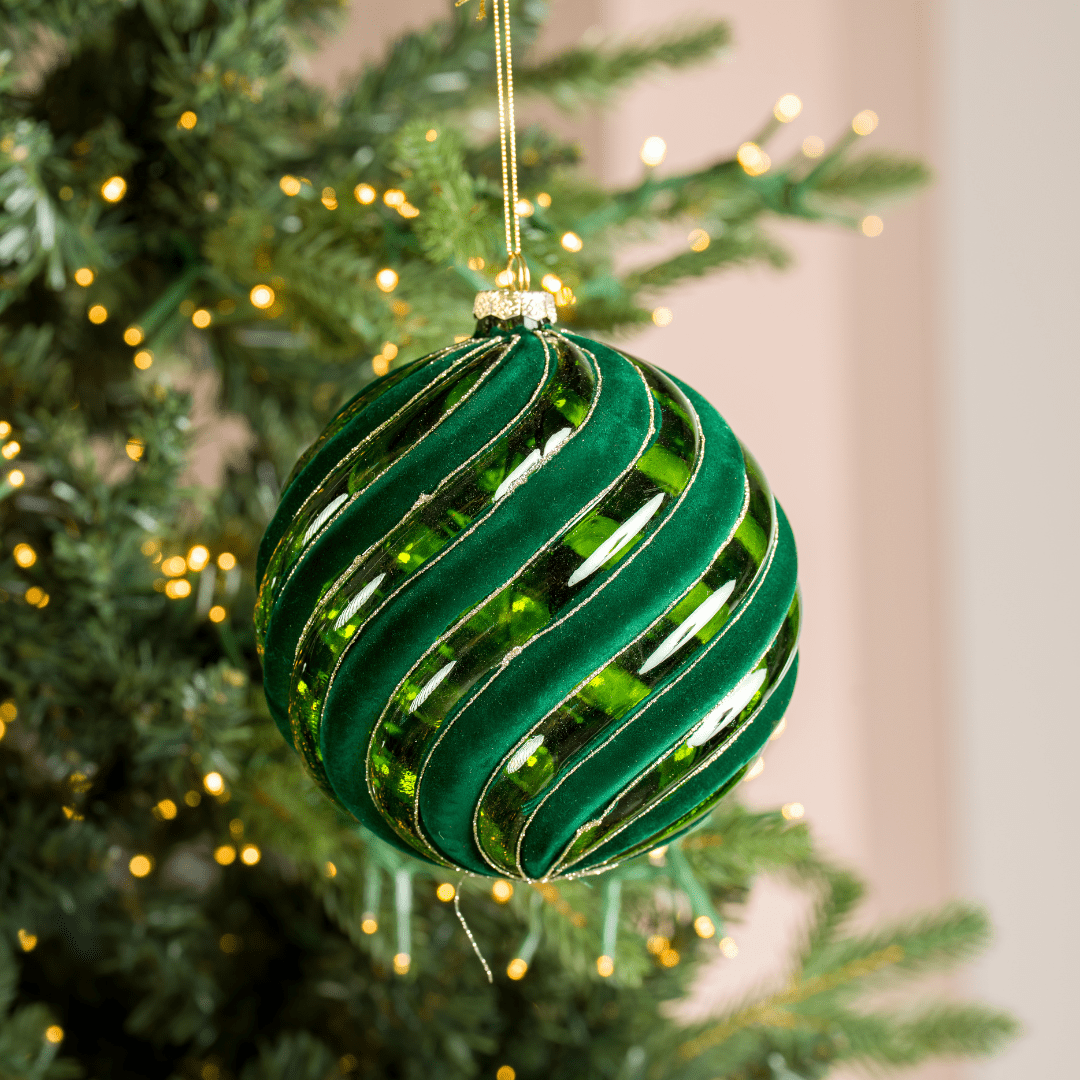 Dark Green Glass Hanging Ball Ornament