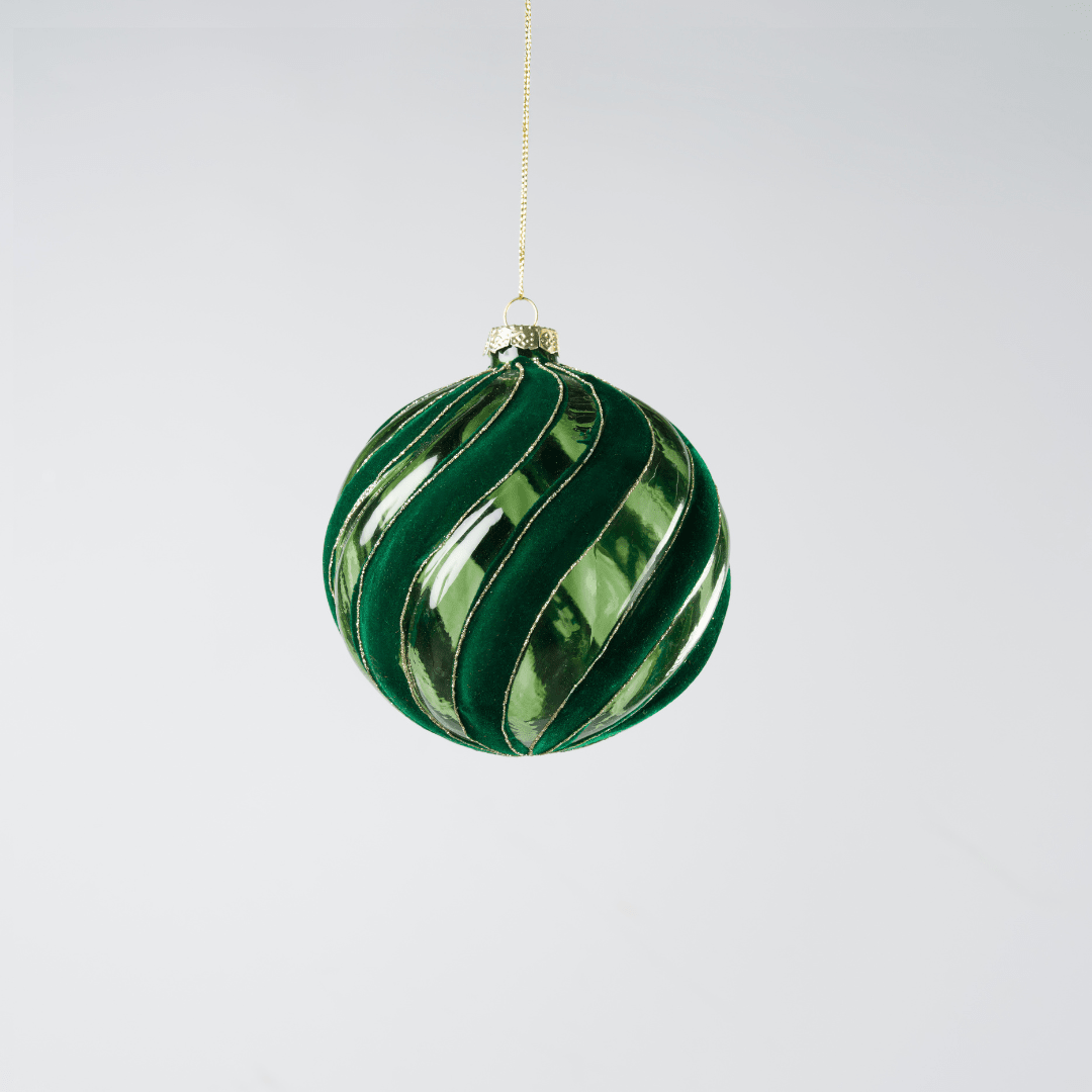 Dark Green Glass Hanging Ball Ornament