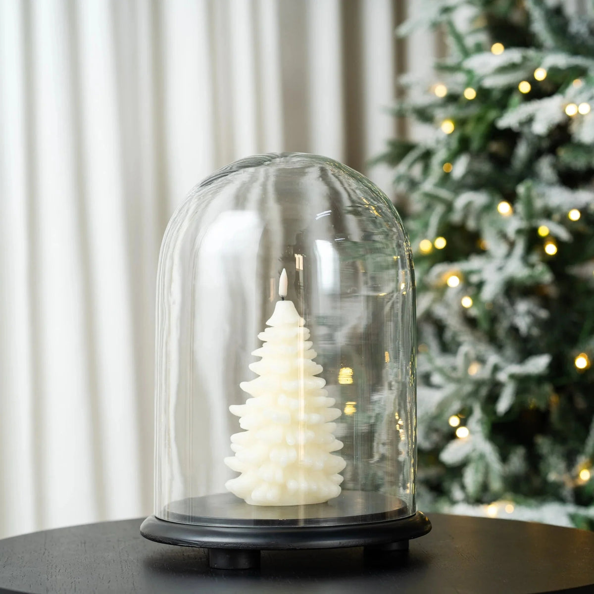 Decorative Glass Cloche With Wooden Base - Large