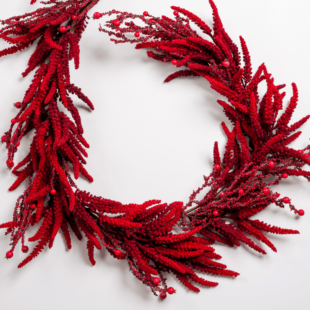 Deep Red Amaranthus & Berry Holiday Garland