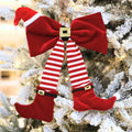 Elf Boots Bow Ornament With Santa Hat