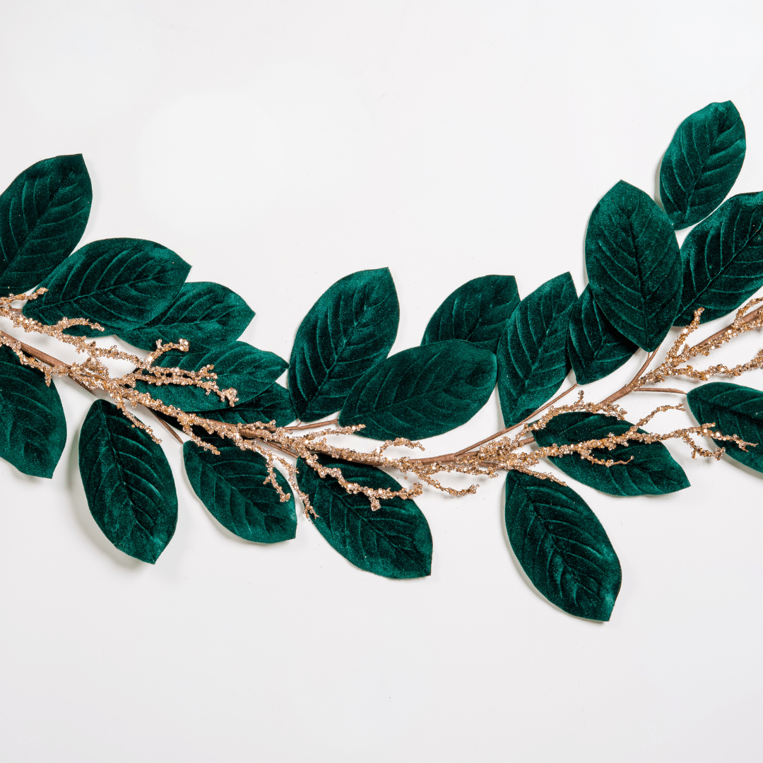 Emerald green Velvet Magnolia Leaf Garland