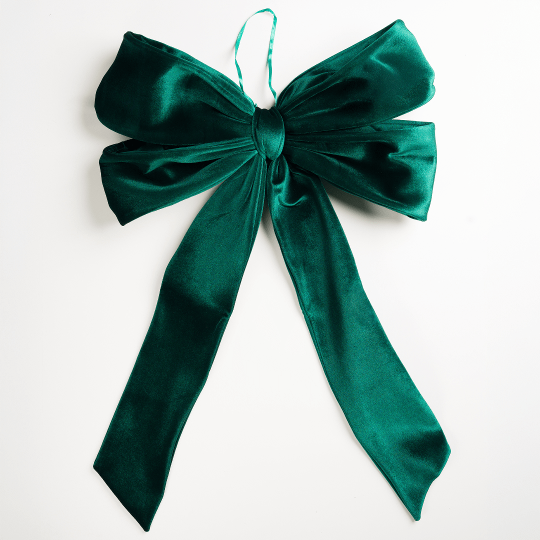 Emerald Velvet Festive Medium Bow Topper