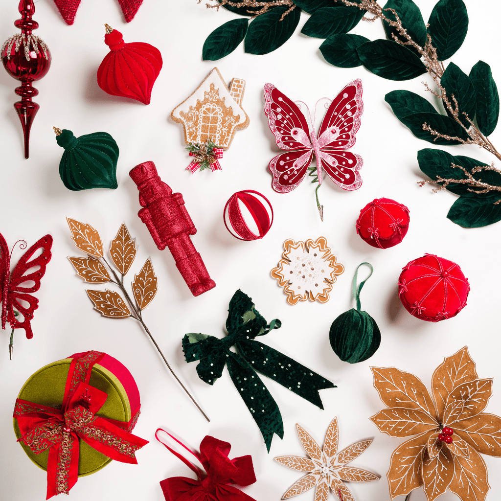 Natural Felt Poinsettia Pick with Red Berries