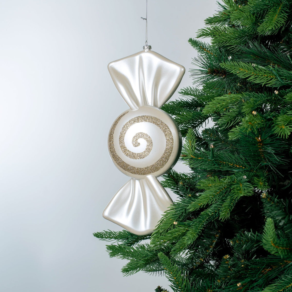 Flat Champagne 12" Swirl Candy Ornament