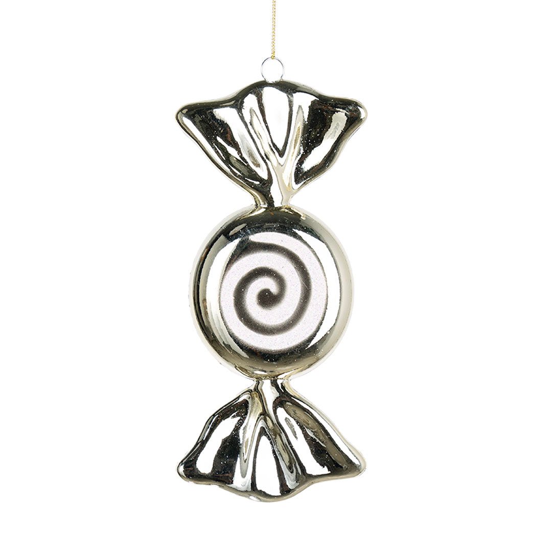 Flat Champagne 7.5" Swirl Candy Ornament