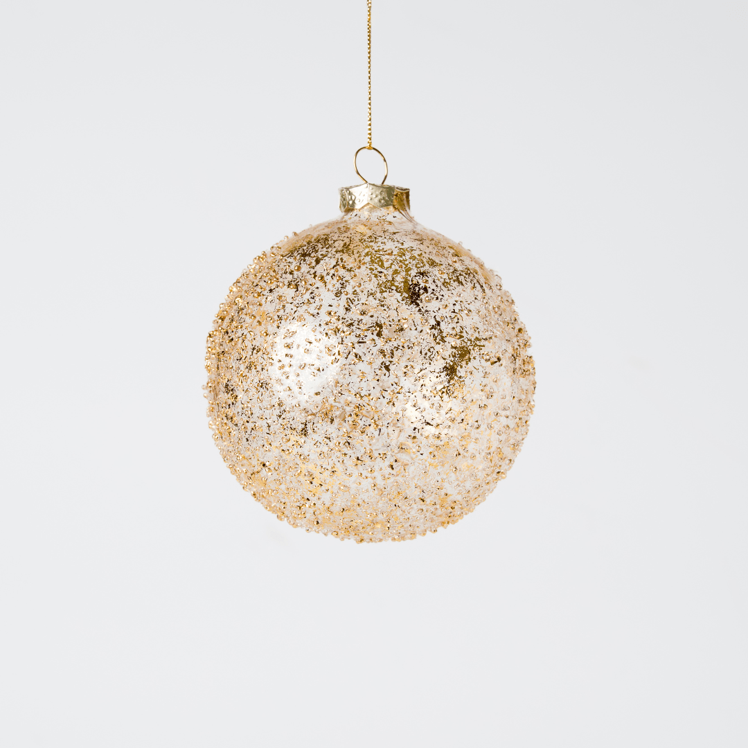 Gold Glass Clear Ball Ornament