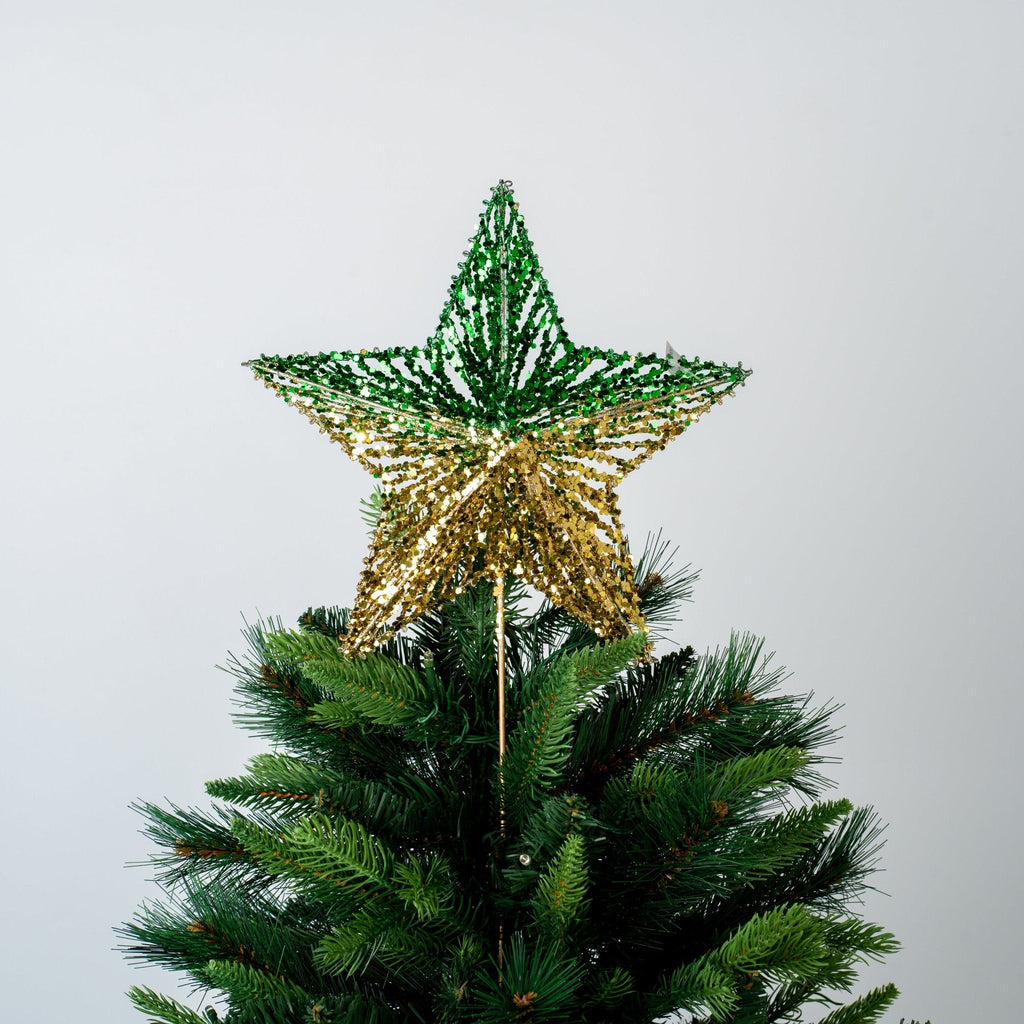 Green & Gold 28" Glitter Star Tree Topper