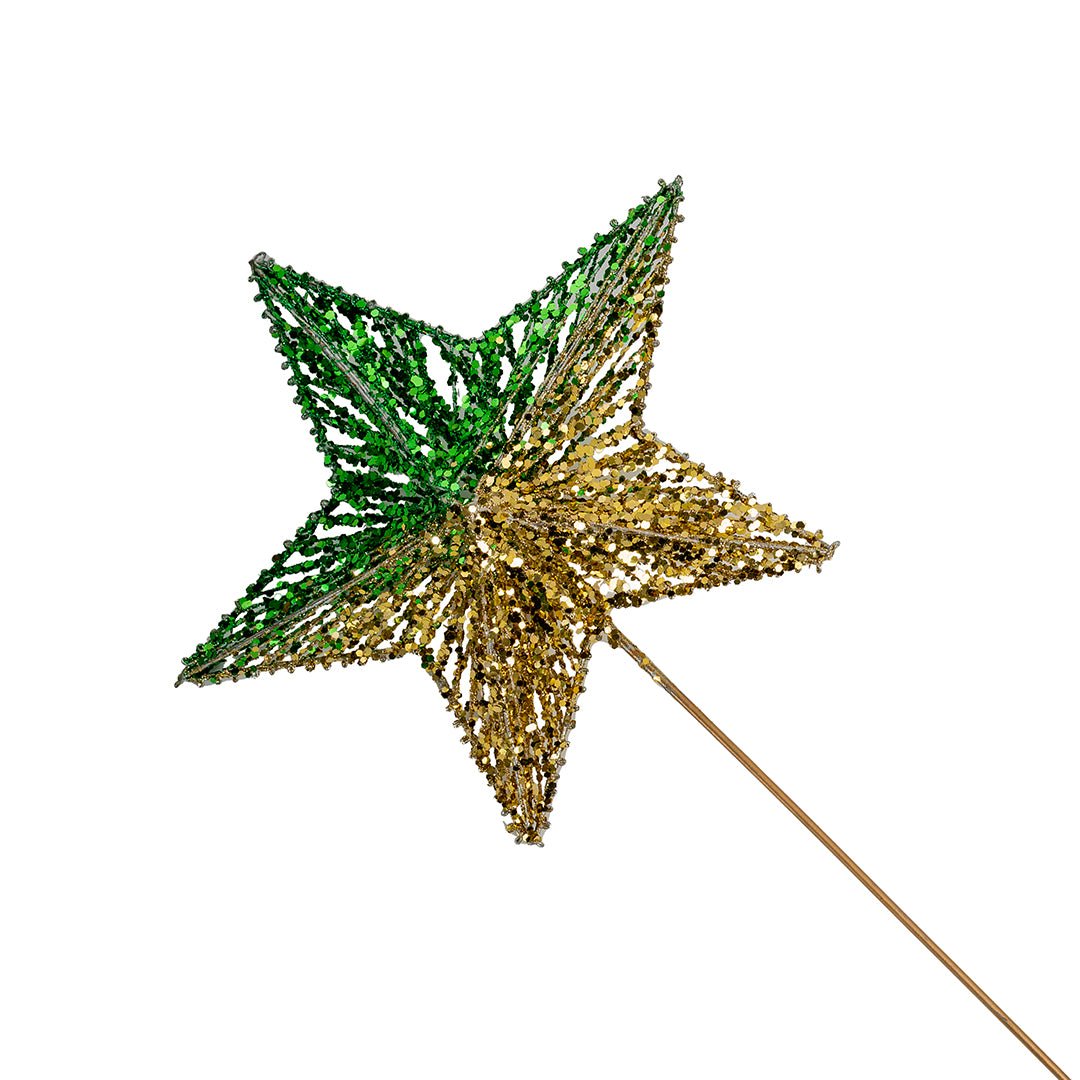 Green & Gold 28" Glitter Star Tree Topper