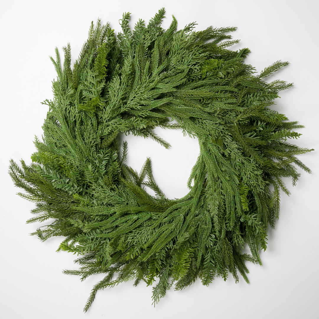 Green Real Touch Mixed Leaves Wreath 30"