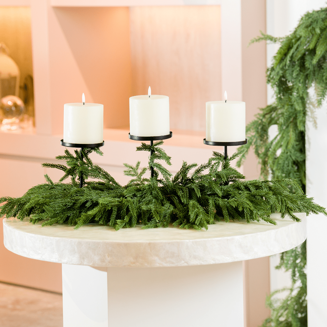 Green Real Touch Pine Needle Candlestick Centerpiece 38"