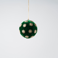 Green Sunflower Rhinestone Velvet Ornament 4"