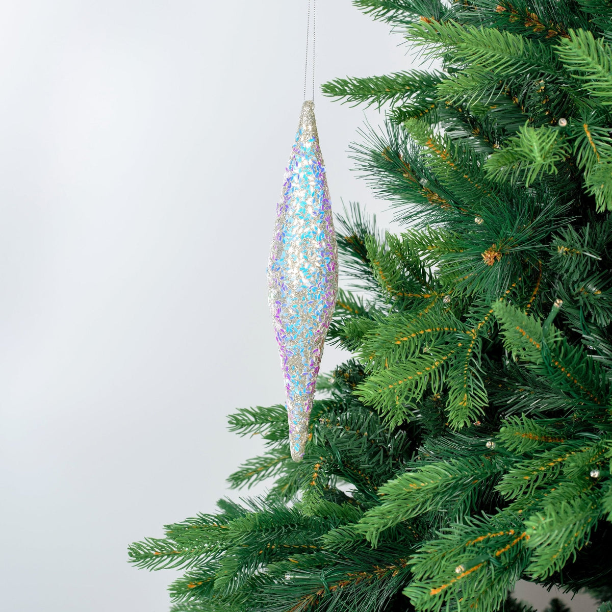 Irisdescent Finial Ornament with Iridescent Sequins