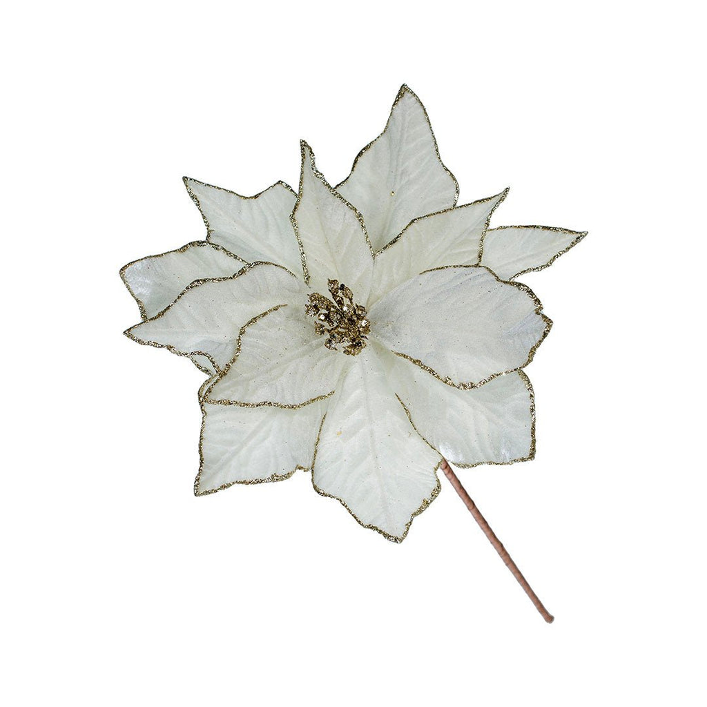 Ivy & Silver Velvet Poinsettia Flower Pick