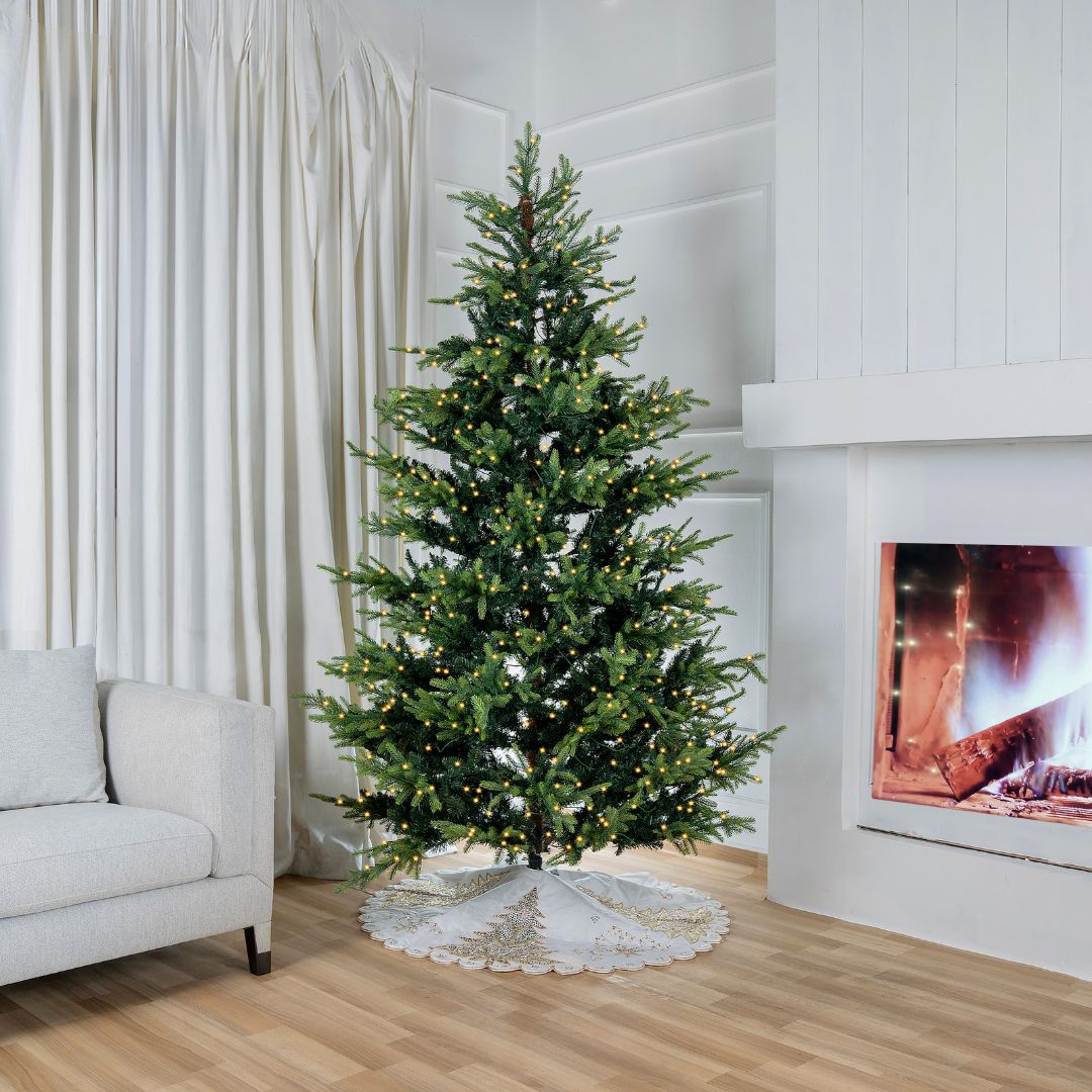 Joy By 8' Artificial Spruce Christmas Tree with 750 Warm White LED Lights