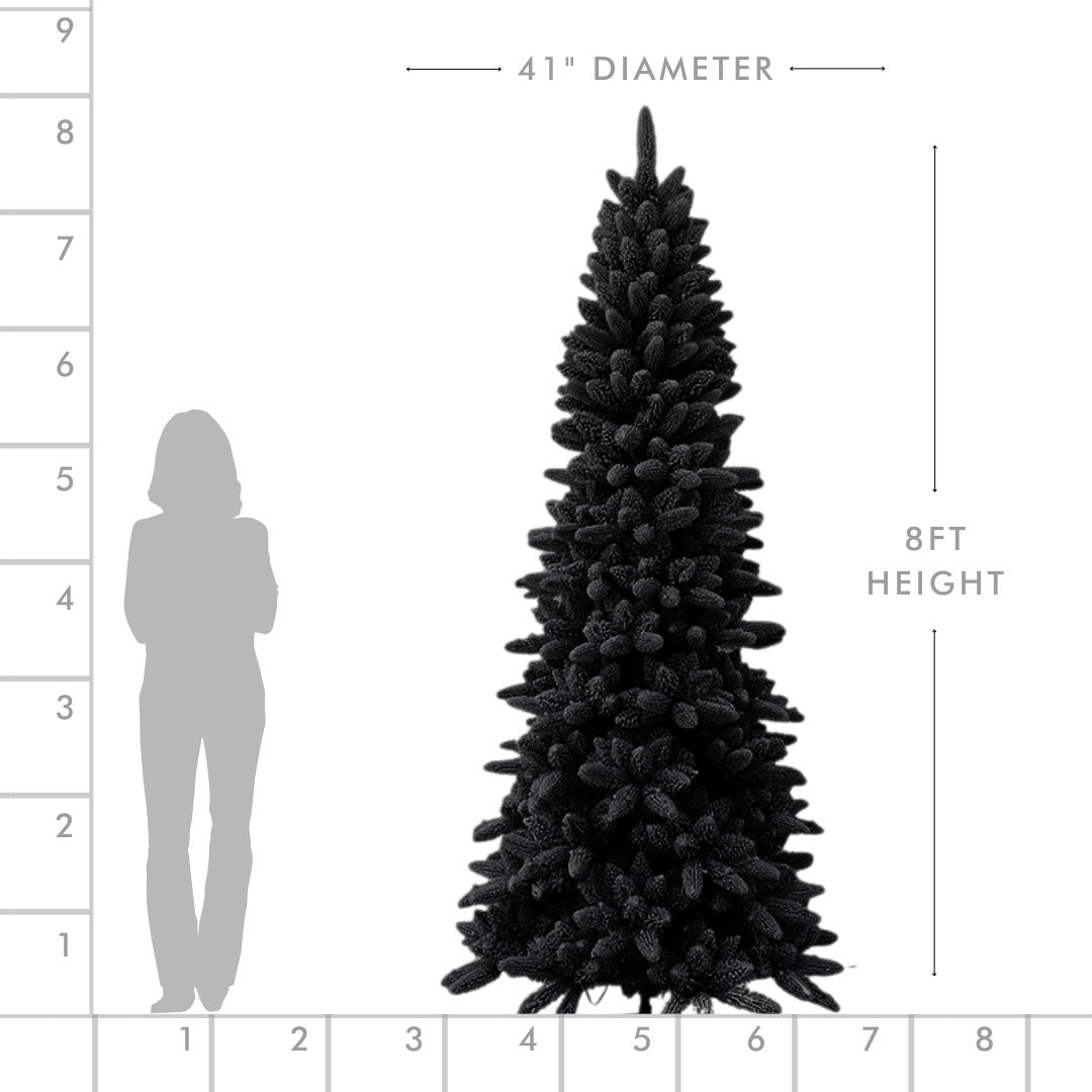 Joy By 8' Olympia Flocked Artificial Pencil Christmas Tree with 500 Warm White LED Lights