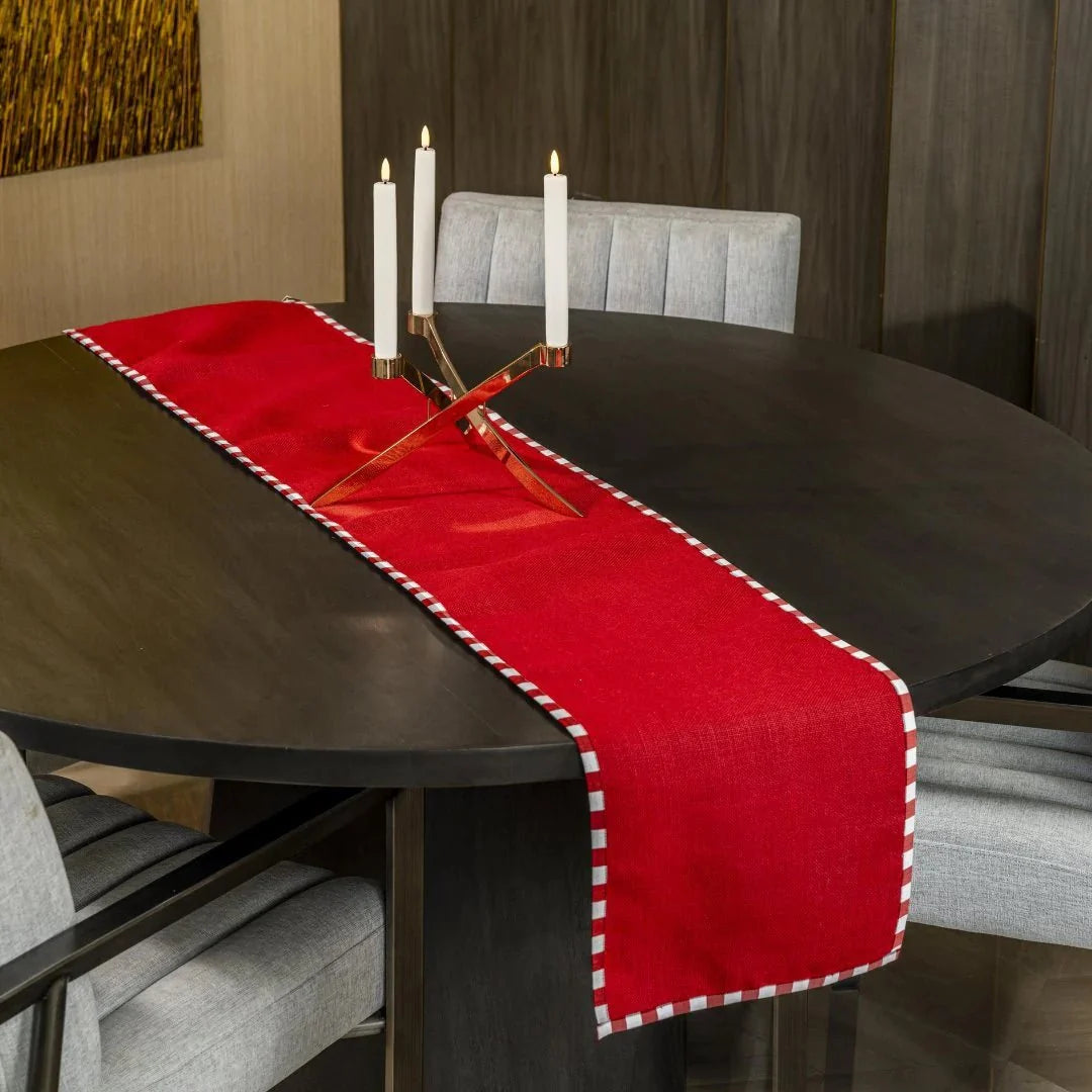 Jute & Aspen Check Piping Table Runner