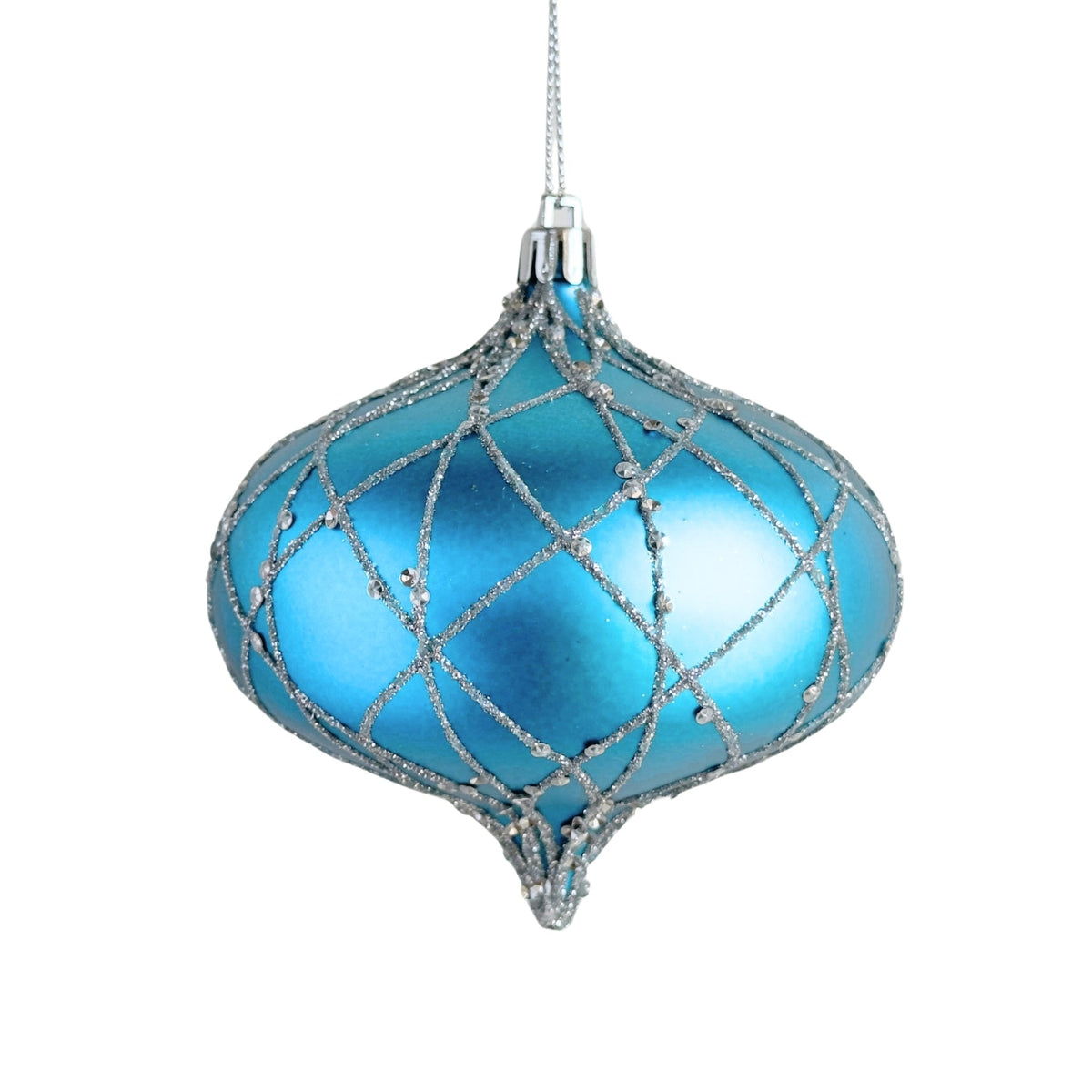 Matte Blue & Silver Onion Ornament