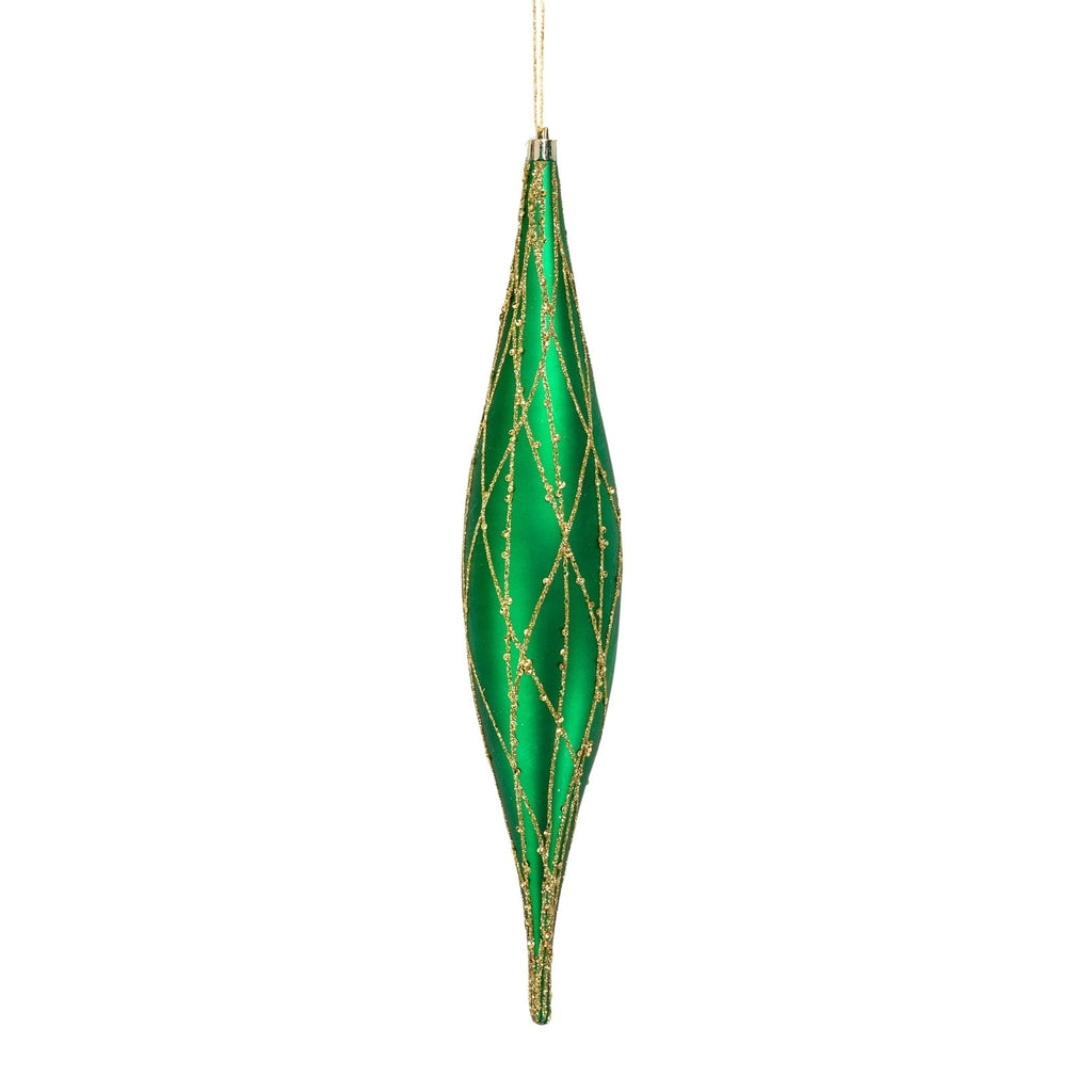 Matte Green & Gold 13" Shuttle Ornament