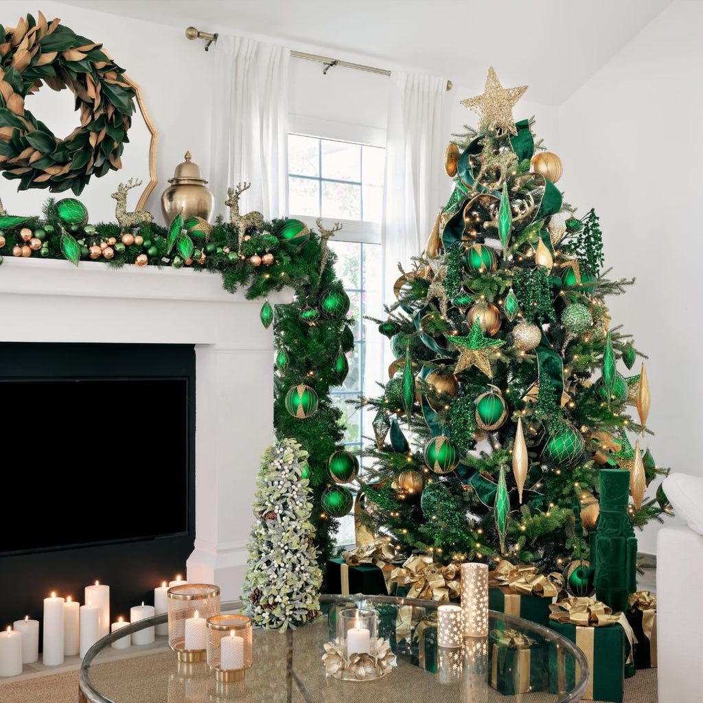 Matte Green & Gold 6" Ball Ornament