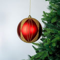 Matte Red & Gold 8" Ball Ornament