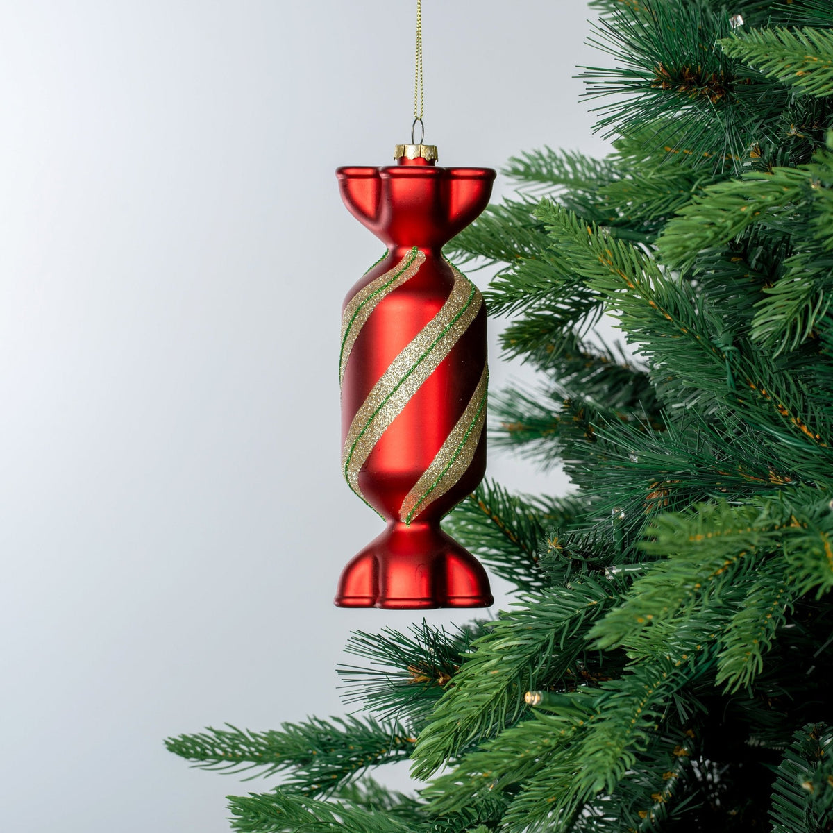 Matte Red, Green & Champagne 7" Toffee Ornament