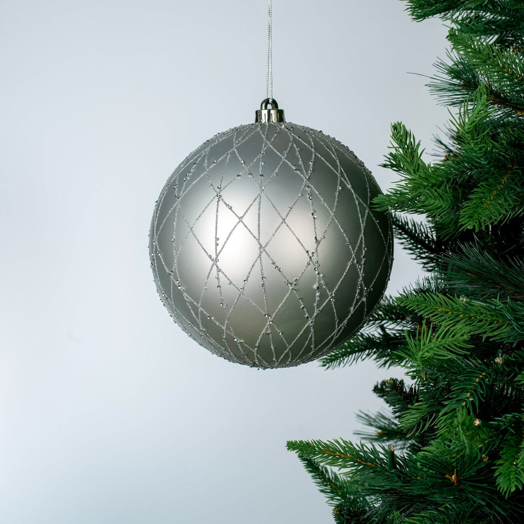 Matte Silver 8" Textured Ball Ornament